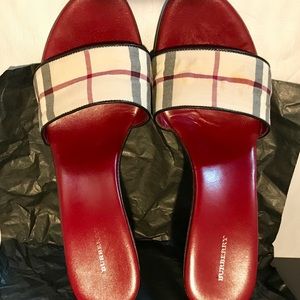 Burberry Original Plaid Nova Hi Wood Heel Mule